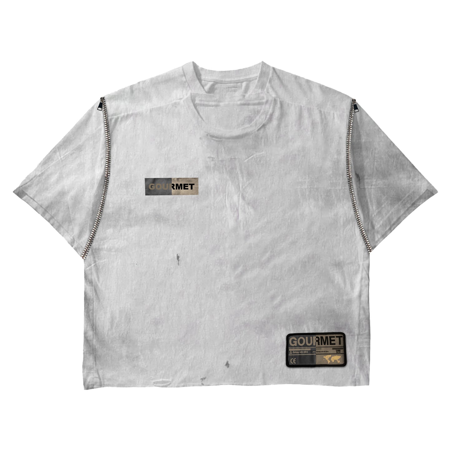 DIRTY WHITE ZIPPER TEE